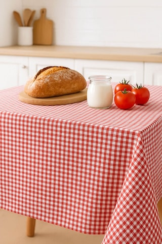 Zefira 170x170 Cm Balkon, Piknik, Mutfak Masa Örtüsü & Yer Sofra Bezi Kırmızı