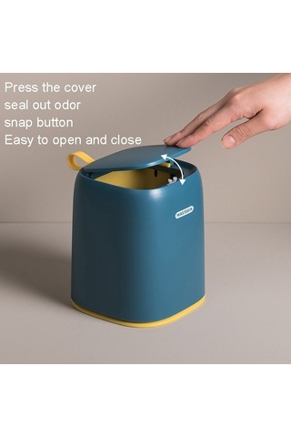 Sones Masaüstü Çöp Kutusu Ofis Elbise Makyaj Masası Oturma Odası Ev Mini Saklama Kutusu Koyu Mavi