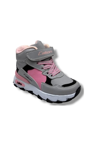 Callion 053-26 Deri Kürklü Patik Çocuk Spor Ayakkabı Buz Pembe Siyah 26-30 Füme