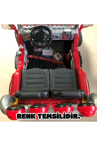 Kumandalı Çift Kişilik Mega Akülü Araba Gri - 12 Volt İki Kişilik Akülü Araba Akülü Jeep - Mega Off