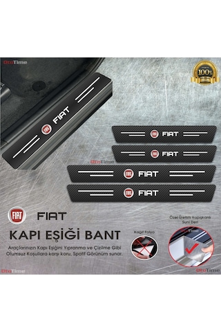 Fiat Logolu Karbon Kapı Eşiği Koruyucu Suni Deri 4'lü