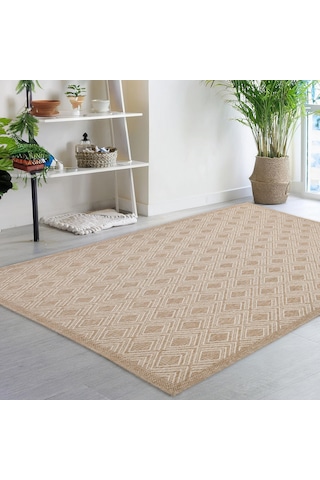 Avanos Modern Sisal Jüt Toz Vermez Balkon Bahçe Mutfak Dokuma Halı Kilim Bej