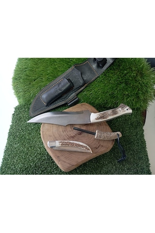 Tctknives El Yapımı Av Kamp Kılıflı Bıçak 003 Kahverengi - Krem
