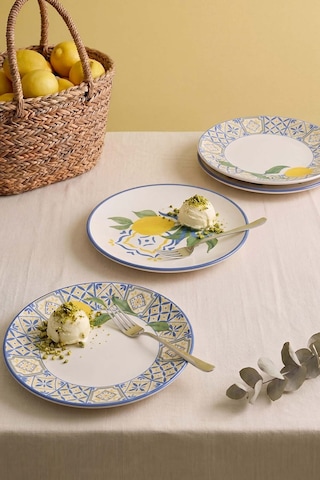 Limon Bliss Ege Pasta Tabağı 4'lü Pasta & Sunum Tabağı 20 Cm Çok Renkli