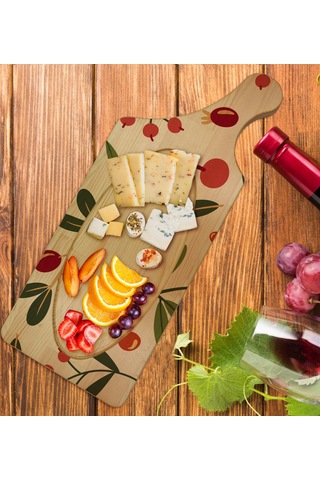 Bk Gift Meyve Tasarımlı Dikdörtgen Şeklinde Doğal Ahşap Servis Ve Sunum Tabağı Model 1