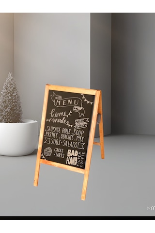 Menü Tahtası Ahşap Ayaklı Çift Taraflı Yazı Tahtası 95x50