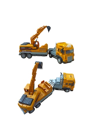 Metal Kasalı Işıklı-sesli Kamyon Taşıyıcılı Kepçe İle İnşaat Maceraları Başlasın
