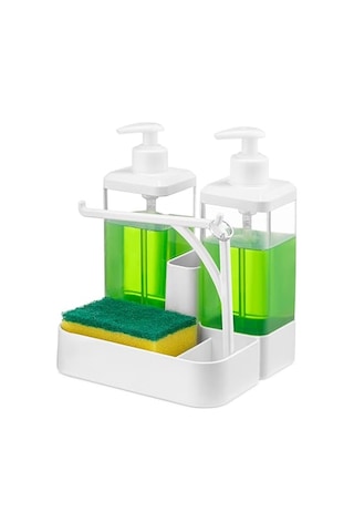 Sıvı Sabunluk Ve Seti - Yüzük Bez Askılı Sünger Hazneli 2x350 Ml 2li Sıvı Sabunluk Diğer
