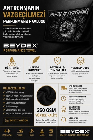 Sporcu Havlusu 2 Adet 50x100-75x150 Mikrofiber 350 Gr Pamuklu Süper Emici Havlu Çok Renklisiyah Beyaz