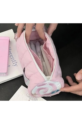 Fufu Narutomaki Y2k Rulo Pembe Kalemlik Pembe Kırtasiye Makyaj Düzenleyici Çanta Kalem Kutusu 124-Pembe