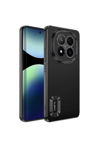 Xiaomi Redmi Note 14 Pro Plus Kılıf Kamera Korumalı Logo Gösteren Zore Omega Kapak Siyah