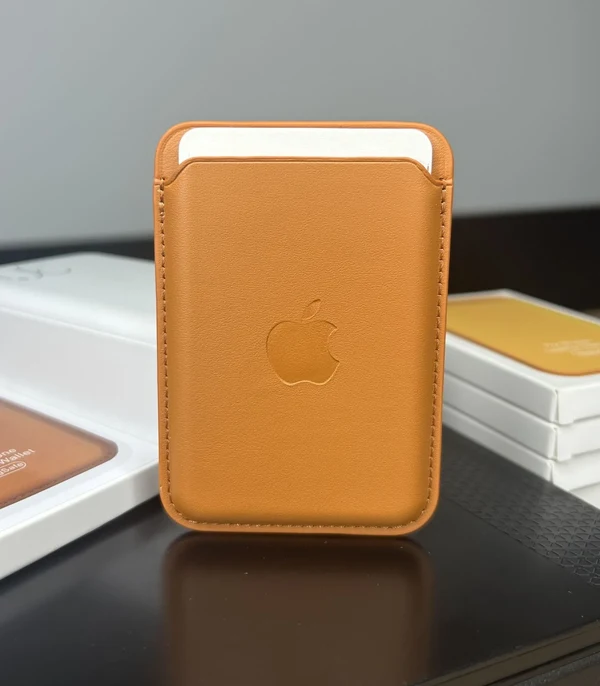 Magsafe Deri Cüzdan Kartlık Tüm Modellerle Uyumlu - Bordo Turuncu