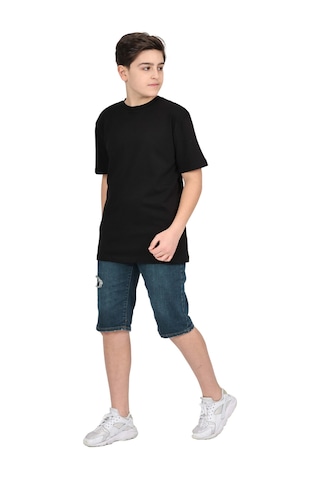 Erdem Kıds Erkek Çocuk Siyah Düz Baskısız Kısa Kol Basic Casual-okul T-shirt Siyah Siyah