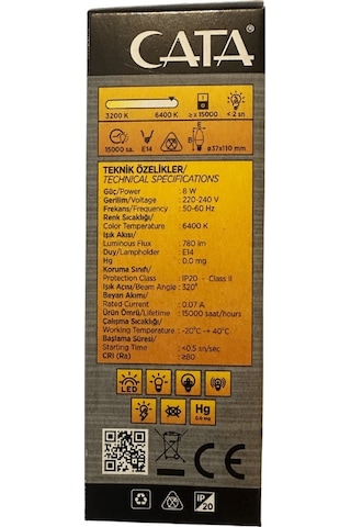 Cata Ct-4083 8w 6400k Beyaz Led Buji Ampul E14 Duylu