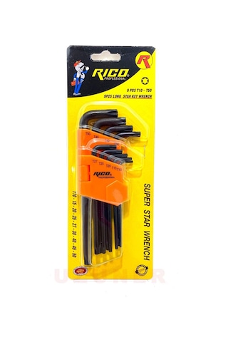 Rico 013-Rc0207 9 Parça Vakumlu Torx Uçlu Uzun Allen Alyan Anahtar Takımı