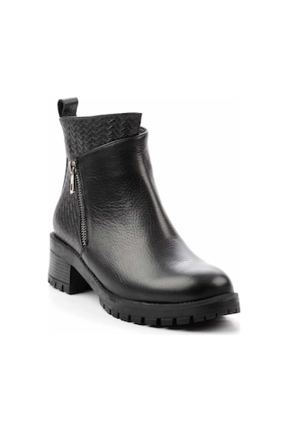 Siyah Siyah Hakiki Deri Kadın Bot & Bootie K02531230203 Siyah