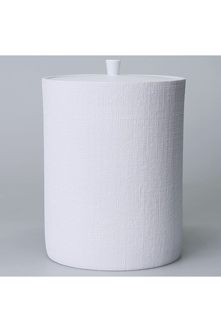 Linen Çöp Kovası Beyaz Siyah