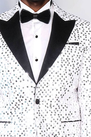 Pul Desenli Beyaz Damatlık Ceket - Wessi White