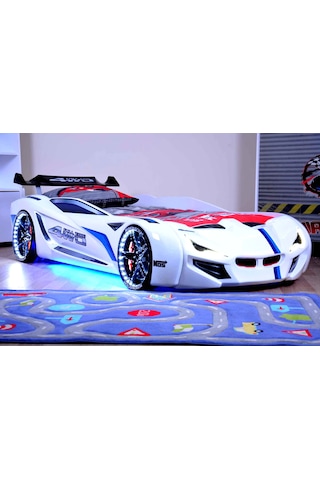 Setaymobilya Arabalı Yatak - Mercedes- Beyaz Full + Full Ledli