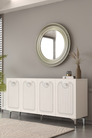 Aurelia Konsol Çok Amaçlı Dolap 150 Cm Beyaz - Gümüş