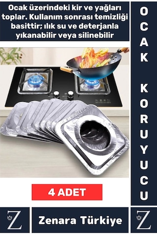 Uzun Ömürlü Dayanıklı Kolay Temizlenir Ocak Kir Yağ Önleyici Alüminyum Koruyucu Folyo 4 Adet