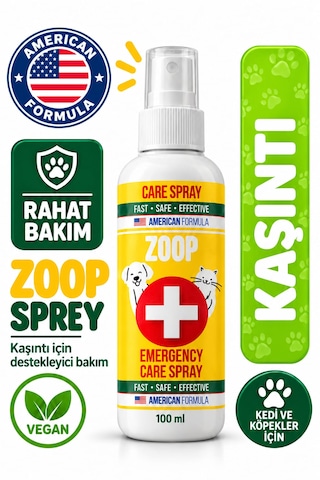 Zoop Köpek & Kedi Ağız Ve Diş Bakım - Mantar - Yara - Bit Pire Koruma - Kulak Temizleme - Alerji - Kaşıntı - Koku Giderci Ve Egzama Acil Bakım Spreyi 100 Ml