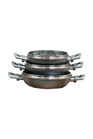 Mehtap Granit Cam Kapaklı 6 Parça Sahan Set