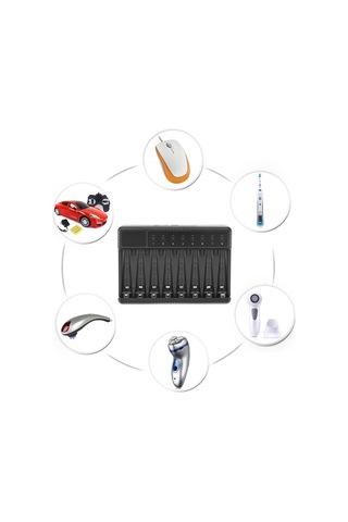 Vkemall Seıvı 8 Liçinli Usb Akıllı Şarj Cihazı Ni-mh Ni-cd Aa Aaa Pil İçin, Otomatik Korumalı, Taşınabilir Seyahat Modeli Piller Dahil Değil