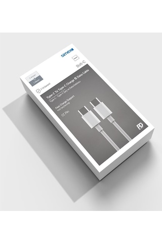 Simex Type C to Type C Data Kablosu SM-T01 Bolt-C 1mt Beyaz