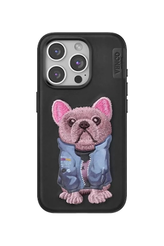 Venco Apple Uyumlu İphone 15 Pro Max Cute Desenli Kapak - Siyah - Özel Seri 8683140747923
