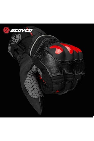 Motosiklet Eldiveni Deri Ve Cordura Reflektörlü Su Geçirmez Özel İç Mebran Dirençli Motor Eldiveni