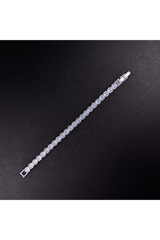 Bileklik 38, Su Yolu, Zirkon Taşlı, Zincir Bileklik, Gümüş Renk Gümüş