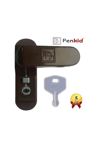 Penkid Pvc Çocuk Emniyet Kilidi Düğmeli Anahtarlı Koyu Kahverengi