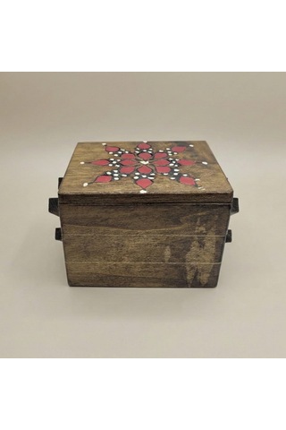 Morgen Craft Bohea Ahşap Mücevher Kutusu - %100 El Yapımı - Göknar Ağacı - 12x10x8,5 Cm Kahverengi