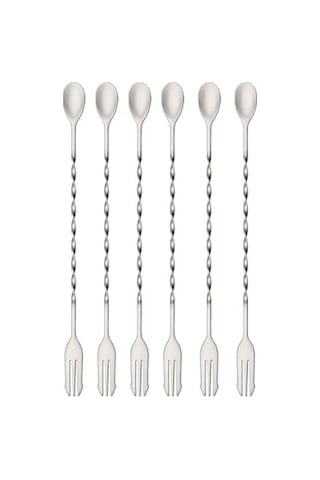 6 Adet 32 Cm Çelik Çift Başlı Kokteyl Karıştırma Barmen Kaşığı Cin582-6