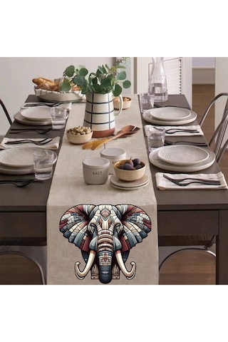Fil Bereket Runner, Runer, Masa Örtüsü, Sofranıza Zarafet Katın Runner, Masa Örtüsü Krem