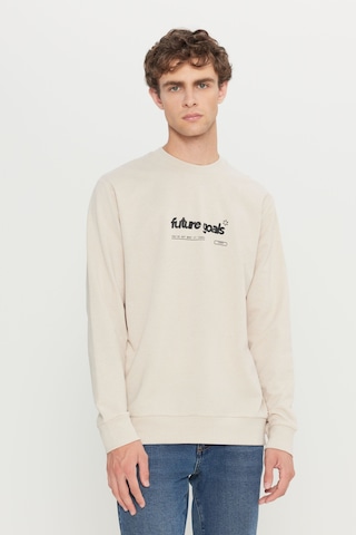 AC&Co / Altınyıldız Classics Erkek Bej 2 İplik Pamuklu Standart Fit Normal Kesim Bisiklet Yaka Sweatshirt Bej