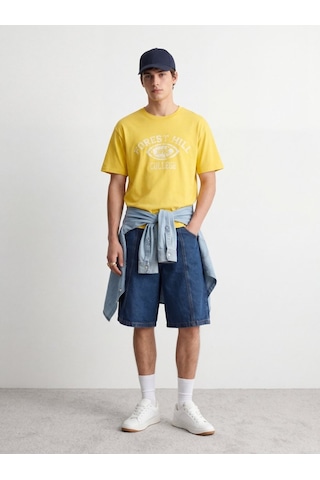 LTB Vintage Efektli Relaxed Fit Sarı T-shırt Çok Renkli