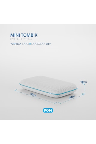 FOM 2'li Mini Tombik Visco Uyku Seyahat Yastık, Pamuk Bebek Yastık Kampanyası 50 x 30 x 10 Açık Mavi