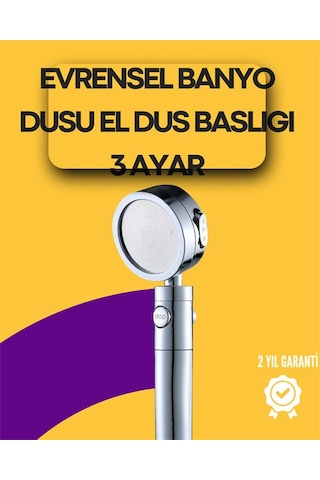 Sağlam Metal Hortum Bağlantılı 360 Hareketli Duş Başlığı Gri