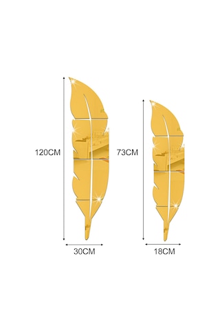 Reedark Altın Renkli Dekoratif Tüy Duvar Çıkartması - Parlak Ayna Yüzeyli Altın