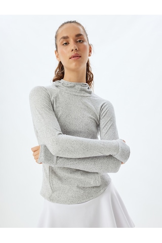 Koton Kapüşonlu Spor Sweatshirt Baskılı Uzun Kollu Slim Fit Beyaz Desenli 5wak10005nk Beyaz