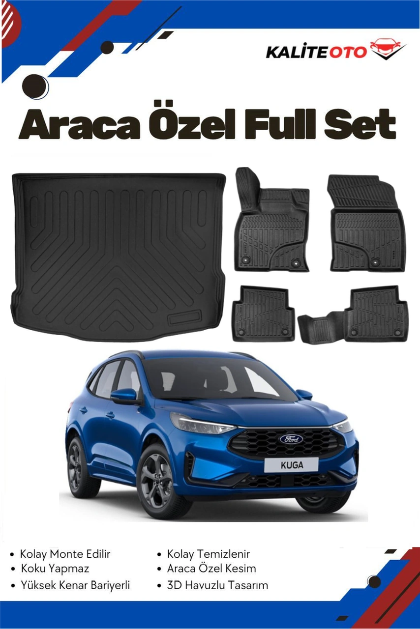 Ford Kuga 2025 Model Yumuşak Paspas+bagaj Havuzu Seti