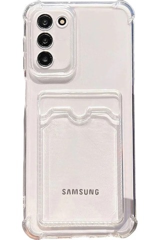 Samsung Galaxy Uyumlu S20 Fe Kamera Korumalı Kartlıklı Darbe Emici Özellikli Şeffaf Silikon Kapak