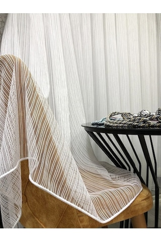 Evdepo Home Çizgili Tül Perde Ekru (546860746)