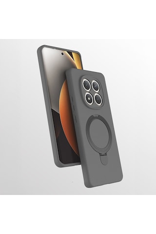 Xiaomi Redmi Note 15 Pro Kılıf M-safe Şarj Özellikli Standlı Zore Samara Kapak Titanyum - Gri