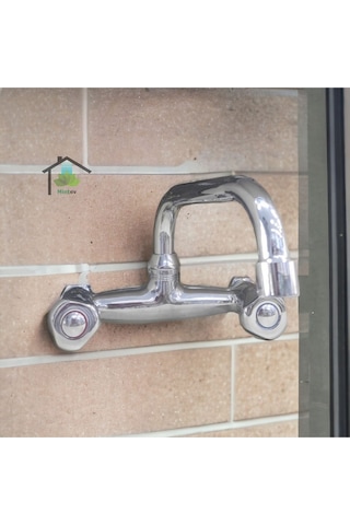 Mintev Krom Klasik Seri Çift Topaç Kol Banyo Bataryası KROM