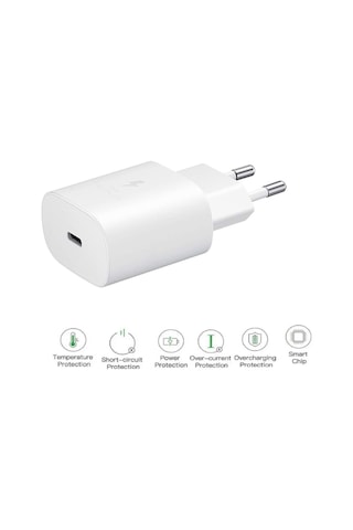 Samsung Galaxy M06 5g Uyumlu Type-c Ultra Hızlı Şarj Cihazı 22.5w 3.0 Amper Beyaz Şarj Başlığı Adaptör