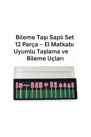 Merttools Kamp Saplı Bileme Taşı Seti 12 Parça Metal Taşlama Ve Çapak Alma Uçları Pop Kiremit