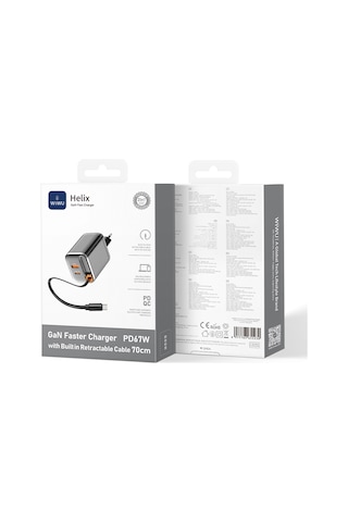 Wiwu Wi-g020 Helix Serisi Gan Teknolojili Usb-a To Type-c Pd 65w Type-c Kablolu Şarj Seti Siyah